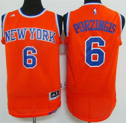 Youth Knicks #6 Kristaps Porzingis Orange Stitched NBA Jersey