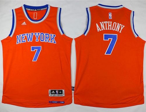 Youth Knicks #7 Carmelo Anthony Orange Stitched NBA Jersey
