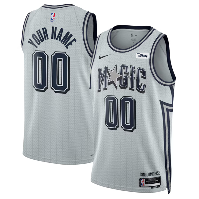 Men's Orlando Magic Active Player Custom Silver 2024 25 City Edition Stitched Basketball Jersey