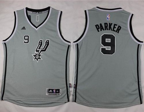Youth Spurs #9 Tony Parker Grey Stitched NBA Jersey