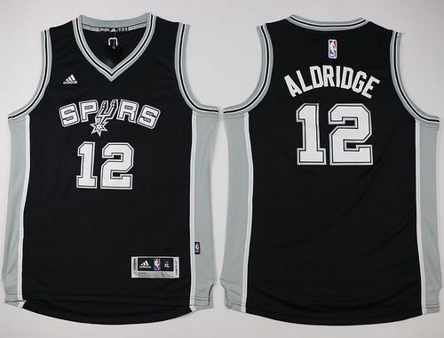 Youth Spurs #12 LaMarcus Aldridge Black Stitched NBA Jersey