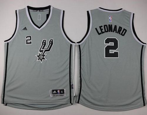 Youth Spurs #2 Kawhi Leonard Grey Stitched NBA Jersey