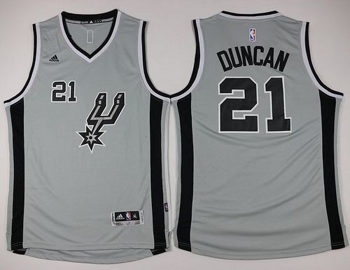 Youth Spurs #21 Tim Duncan Grey Stitched NBA Jersey