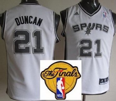Kids San Antonio Spurs 21 Tim Duncan White Revolution 30 Swingman 2013 Finals Patch NBA Jerseys