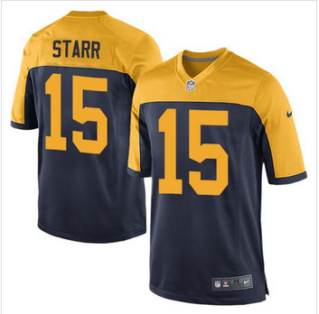 Youth New Green Bay Packers #15 Bart Starr Navy Blue Alternate Stitched NFL New Elite Jersey