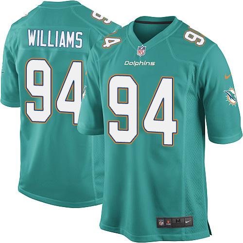 Youth Nike Dolphins #94 Mario Williams Aqua Green Team Color Stitched NFL Elite Jersey