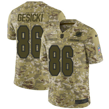Nike Dolphins #86 Mike Gesicki Camo Youth Stitched NFL Limited 2018 Salute to Service Jersey
