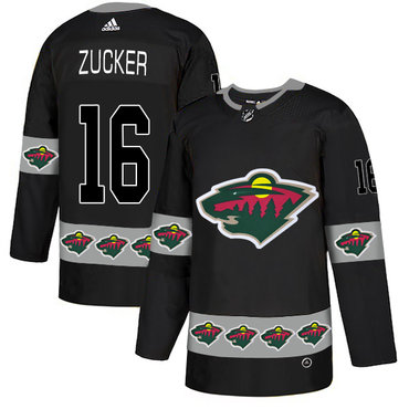 Wild 16 Jason Zucker Black Team Logos Fashion Adidas Jersey