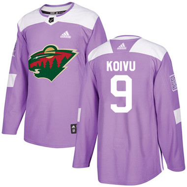 Adidas Wild #9 Mikko Koivu Purple Authentic Fights Cancer Stitched NHL Jersey
