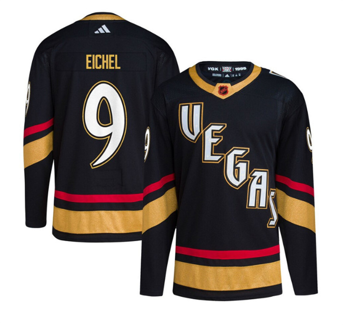 Men's Vegas Golden Knights #9 Jack Eichel Black 2022-23 Reverse Retro Stitched Jersey