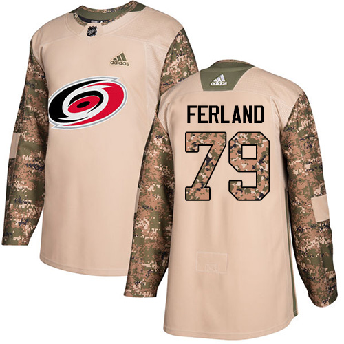 Hurricanes #79 Michael Ferland Camo Authentic 2017 Veterans Day Stitched Hockey Jersey