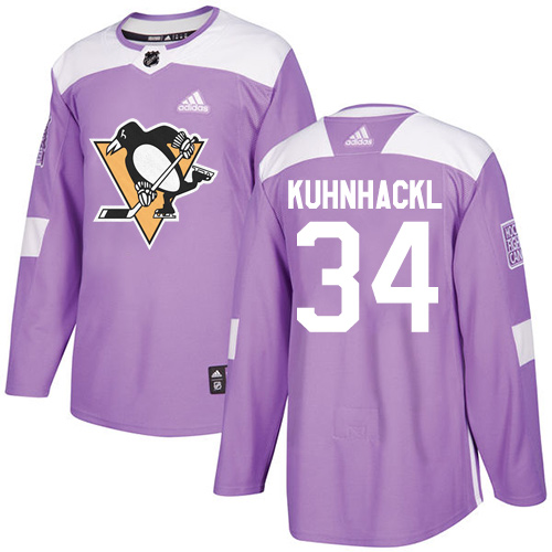 Adidas Penguins #34 Tom Kuhnhackl Purple Authentic Fights Cancer Stitched NHL Jersey
