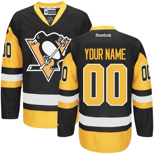 Men's Reebok Pittsburgh Penguins Customized Authentic Black Gold Third NHL Jersey