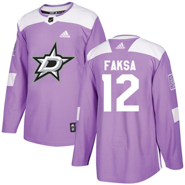 Adidas Stars #12 Radek Faksa Purple Authentic Fights Cancer Stitched NHL Jersey