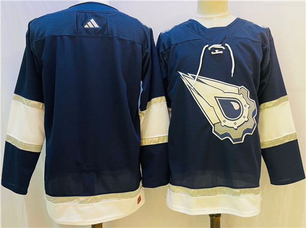 Men's Edmonton Oilers Blank Navy White Stitched Jersey