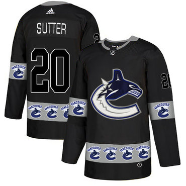 Canucks 20 Brandon Sutter Black Team Logos Fashion Adidas Jersey