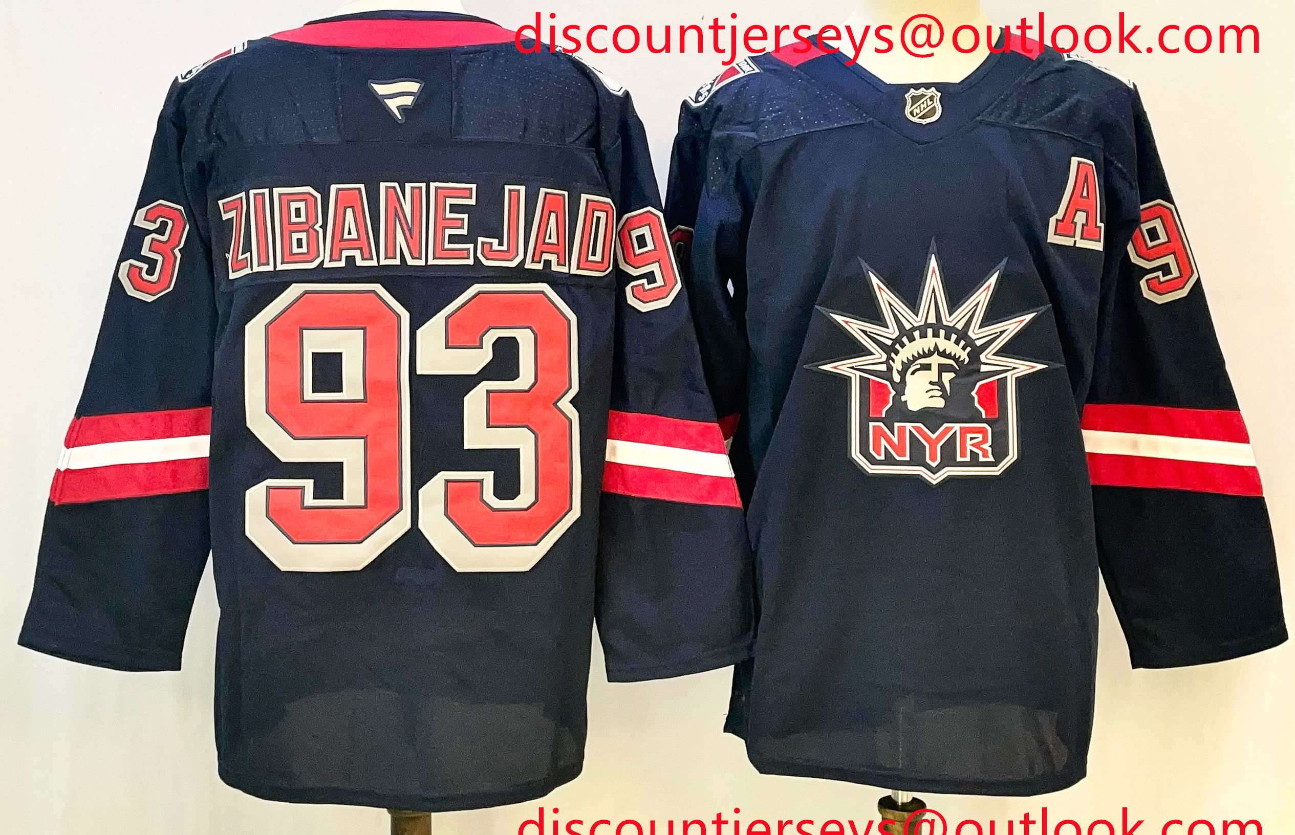 Men's New York Rangers #93 Mika Zibanejad Navy With A Patch 2024-25 Away Stitched Hockey Jersey