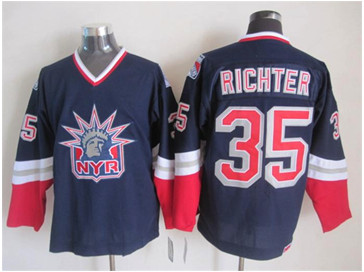 New York Rangers #35 Mike Dark Blue S titched NHL Jersey