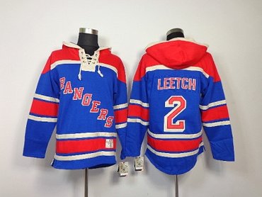 nhl new york rangers #2 leetch blue(pullover hooded sweatshirt)