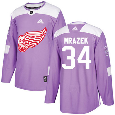 Adidas Red Wings #34 Petr Mrazek Purple Authentic Fights Cancer Stitched NHL Jersey