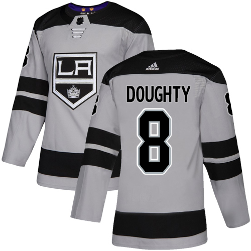 Kings #8 Drew Doughty Gray Alternate Authentic Stitched Hockey Jersey
