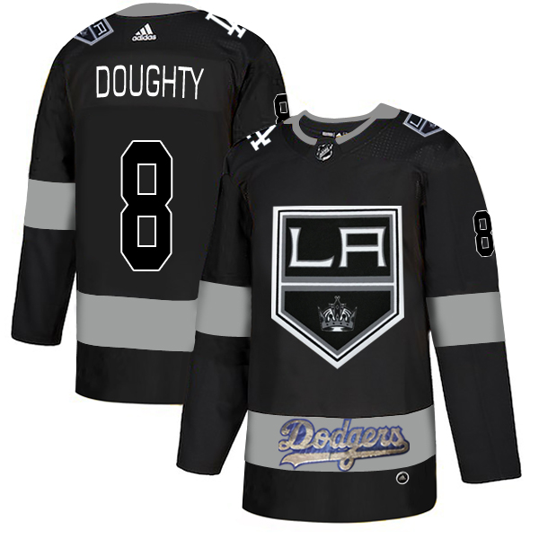 LA Kings With Dodgers 8 Drew Doughty Black Adidas Jersey