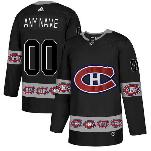 Montreal Canadiens Black Men's Customized Team Logos Fashion Adidas Jersey