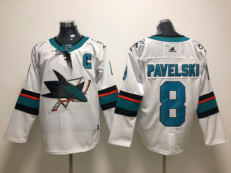 Sharks 8 Joe Pavelski White Adidas Jersey