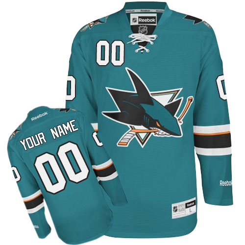 Men's Reebok San Jose Sharks Customized Authentic Teal Green Home NHL Jersey