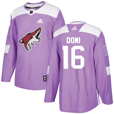 Adidas Coyotes #16 Max Domi Purple Authentic Fights Cancer Stitched NHL Jersey