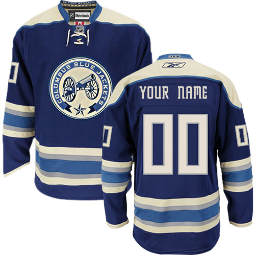 Men's Reebok Columbus Blue Jackets Customized Authentic Navy Blue Third NHL Jersey