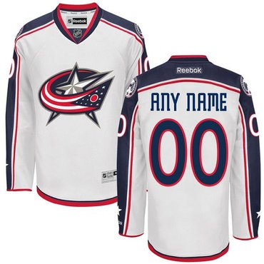 Men's Reebok Columbus Blue Jackets Customized Authentic White Away NHL Jersey