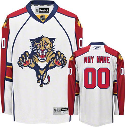 Youth Reebok Florida Panthers Customized Authentic White Away NHL Jersey