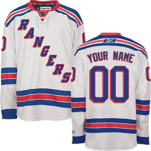 Men's Reebok New York Rangers Customized Authentic White Away NHL Jersey