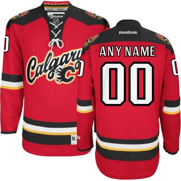 Women's Reebok Calgary Flames Customized Authentic Red New Third NHL Jersey