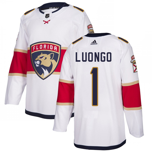 Panthers #1 Roberto Luongo White Road Authentic Stitched Hockey Jersey