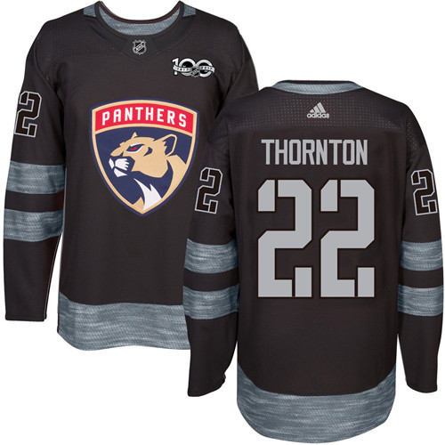 Adidas Panthers #22 Shawn Thornton Black 1917-2017 100th Anniversary Stitched NHL Jersey