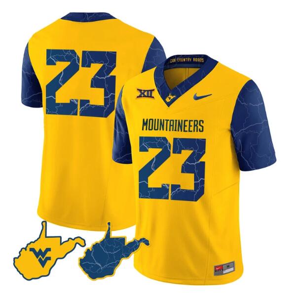 Youth West Virginia Mountaineers #6 Garrett Greene Gold 2023 F.U.S.E. Stitched Basketball Jersey