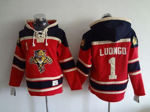 Florida Panthers #1 Roberto Luongo Red Sawyer Hooded Sweatshirt Stitched NHL jersey
