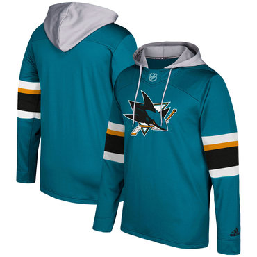 Men's San Jose Sharks Adidas Blue Silver Jersey Pullover Hoodie