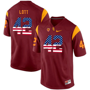 USC Trojans 42 Ronnie Lott Red USA Flag College Football Jersey