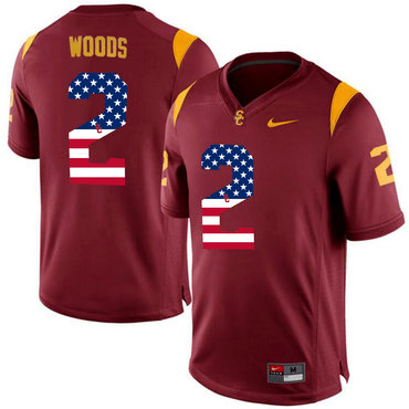 USC Trojans 2 Robert Woods Red USA Flag College Football Jersey