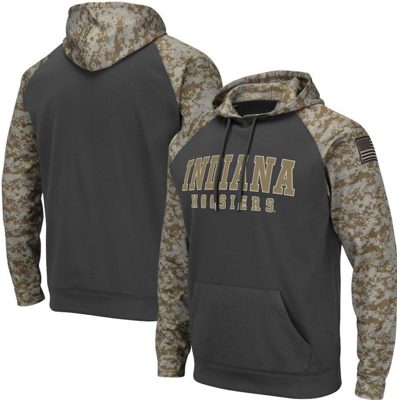 Indiana Hoosiers Gray Camo Men's Pullover Hoodie
