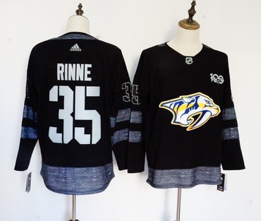 Predators 35 Pekka Rinne Black 1917-2017 100th Anniversary Adidas Jersey