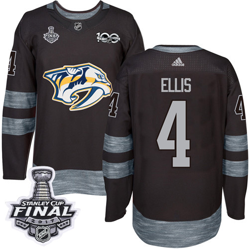 Adidas Predators #4 Ryan Ellis Black 1917-2017 100th Anniversary 2017 Stanley Cup Final Patch Stitched NHL Jersey