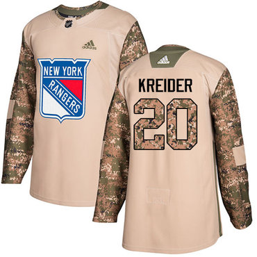 Adidas Rangers #20 Chris Kreider Camo Authentic 2017 Veterans Day Stitched Youth NHL Jersey