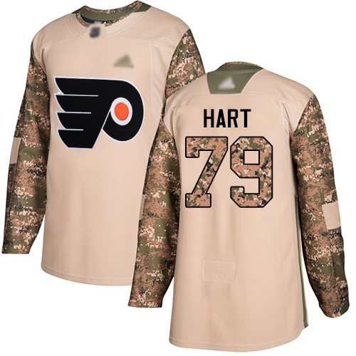 Flyers #79 Carter Hart Camo Authentic 2017 Veterans Day Stitched Youth Hockey Jersey