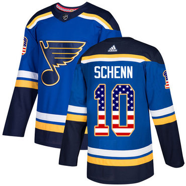 Adidas Blues #10 Brayden Schenn Blue Home Authentic USA Flag Stitched Youth NHL Jersey