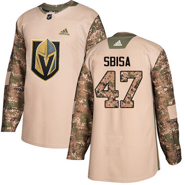 Adidas Golden Knights #47 Luca Sbisa Camo Authentic 2017 Veterans Day Stitched Youth NHL Jersey
