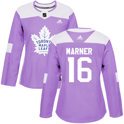 Adidas Maple Leafs #16 Mitchell Marner Purple Authentic Fights Cancer Women's Stitched NHL Jersey